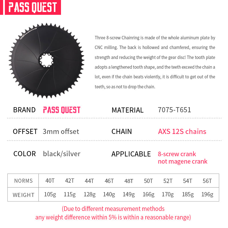 SRAM 8Nails ( 3mm offset) GRAVEL/ROAD AXS XX SL Narrow Wide Chainring 40-56T AXS