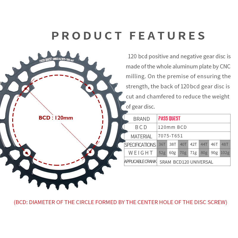 120BCD Round Mountain Bike Chain Wheel Crankset Narrow Wide Chainring