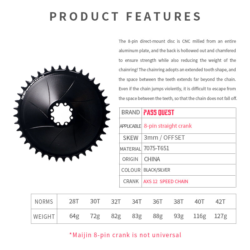 SRAM FORCE 8Nails ( 3mm offset) Mountain XX SL Narrow Wide Chainring 28-42T AXS