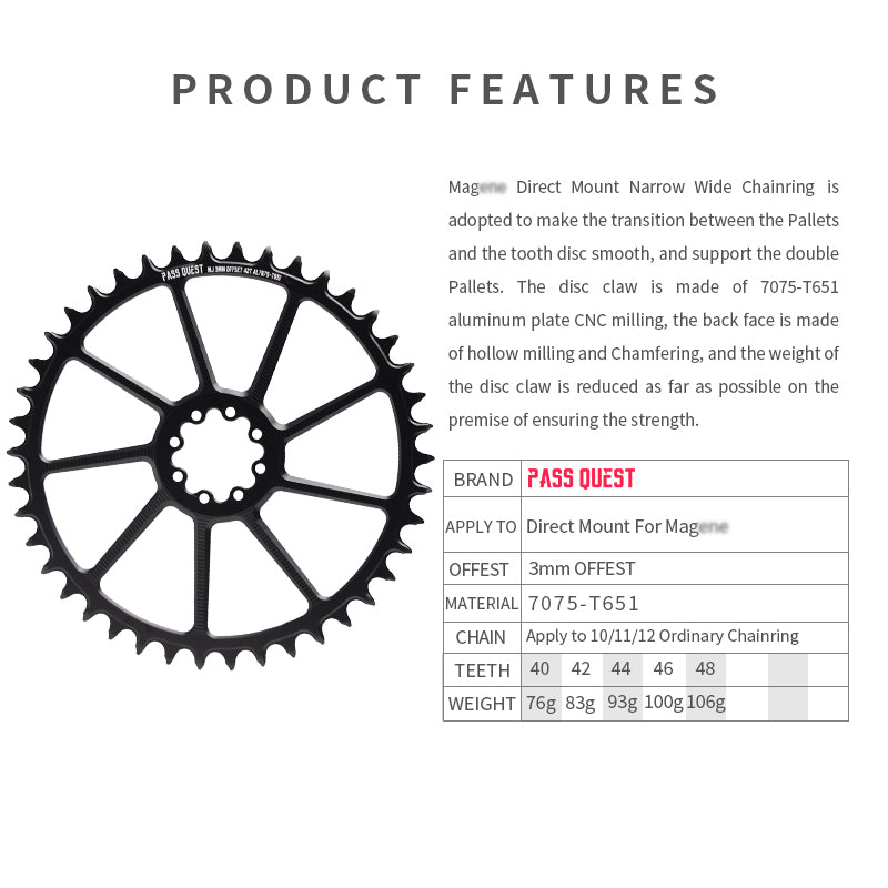 MAGENE (3mm offset) Round For Direct Mount Magene Narrow Wide Chainring