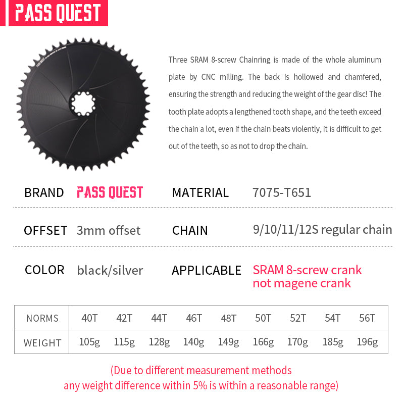 SRAM 8Nails ( 3mm offset) GRAVEL/ROAD AXS XX SL Narrow Wide Chainring 40-56T