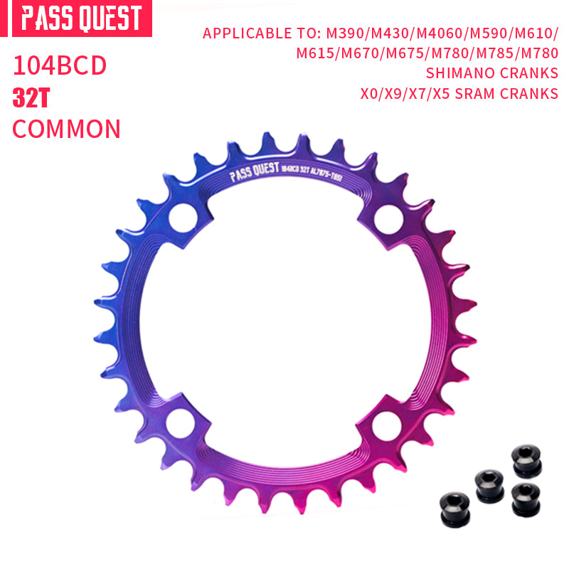 104BCD Round Fade Color Mountain Bike Road Bike Narrow Wide Chainring
