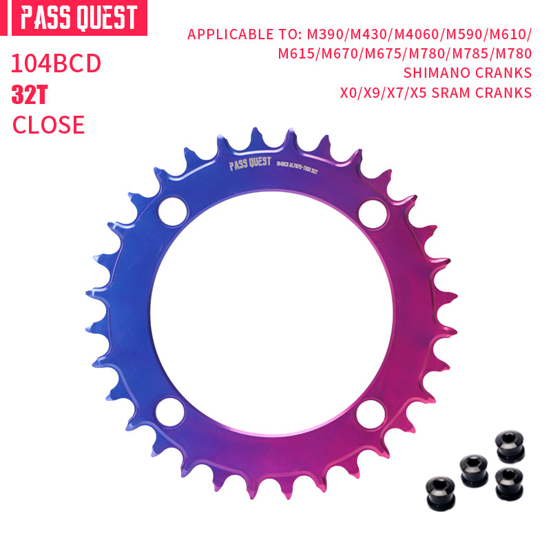 104BCD Round AERO Fade Color Mountain Bike Road Bike Narrow Wide Chainring