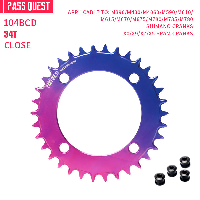 104BCD Round AERO Fade Color Mountain Bike Road Bike Narrow Wide Chainring