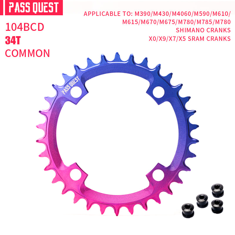104BCD Round Fade Color Mountain Bike Road Bike Narrow Wide Chainring