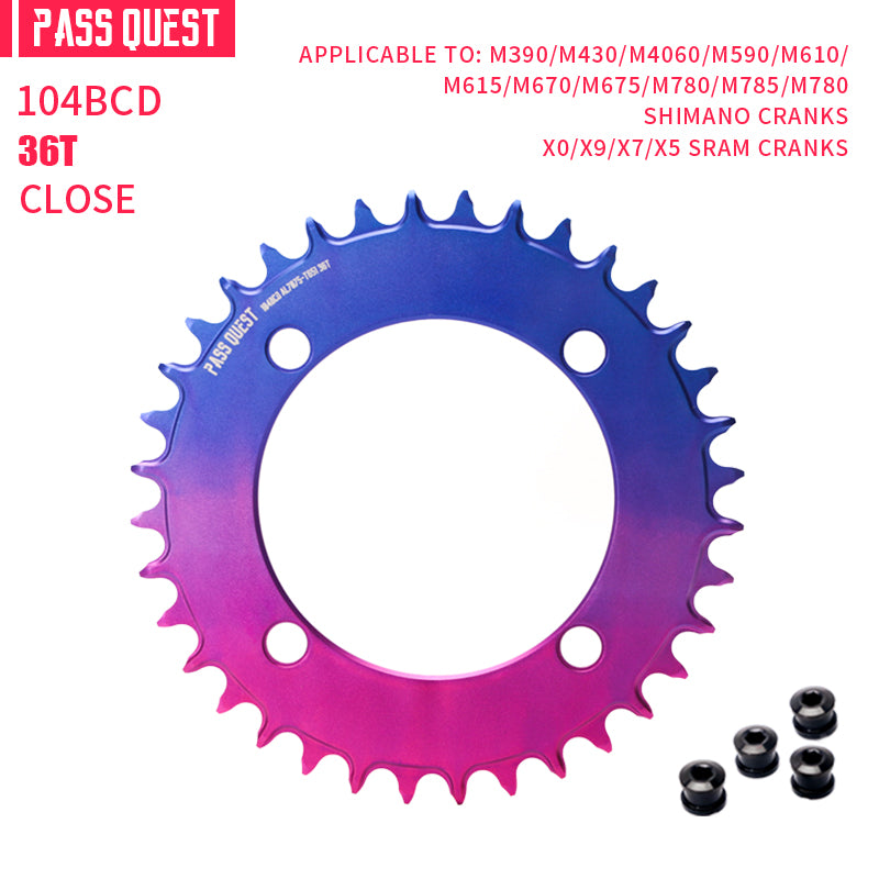 104BCD Round AERO Fade Color Mountain Bike Road Bike Narrow Wide Chainring