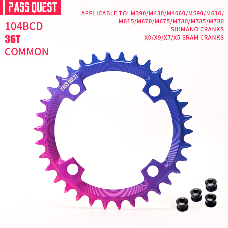 104BCD Round Fade Color Mountain Bike Road Bike Narrow Wide Chainring