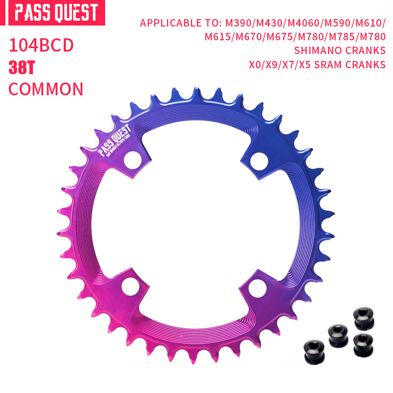 104BCD Round Fade Color Mountain Bike Road Bike Narrow Wide Chainring