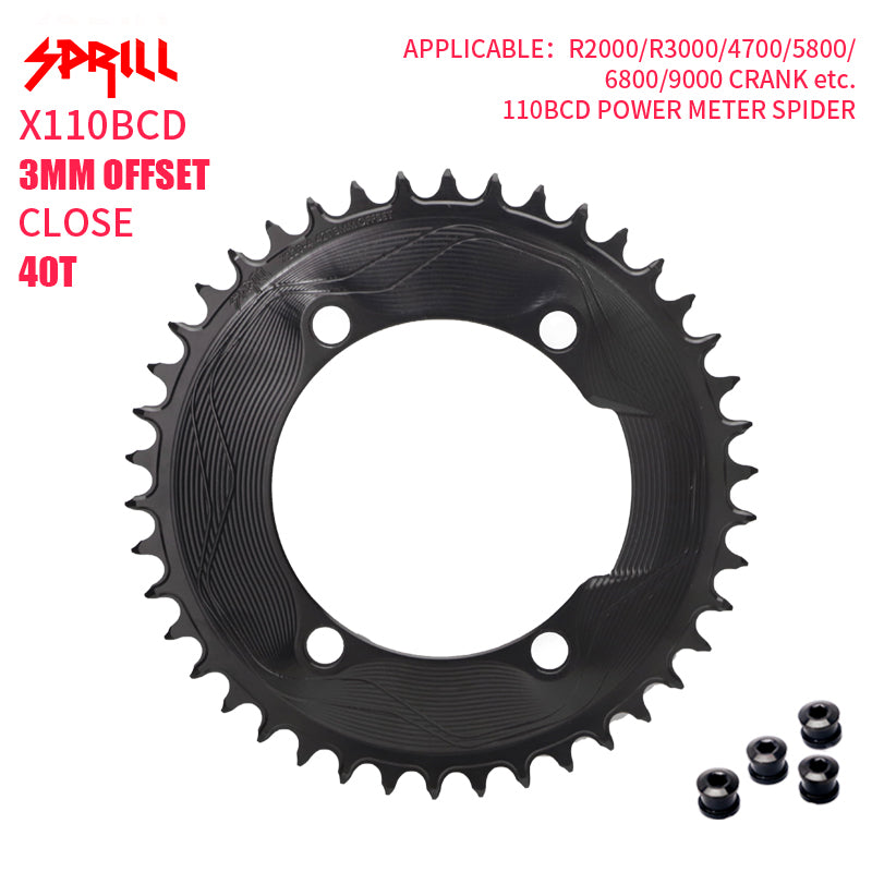 PASS QUEST SPRILL X110BCD 3mm offset (4-bolt AERO) Round Narrow Wide Chainring
