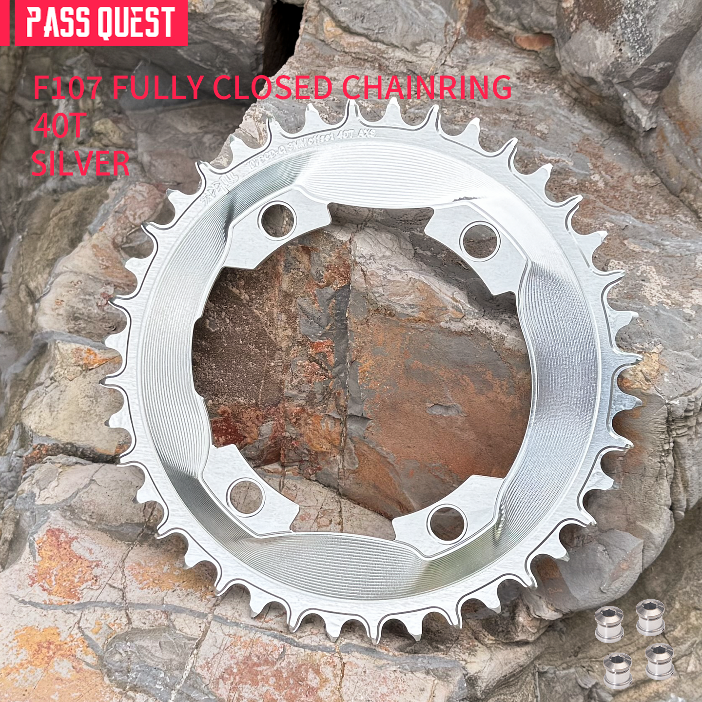 PASS QUEST SPRILL F107BCD 3mm offset AXS (4-bolt AERO) Round Narrow Wide Chainring