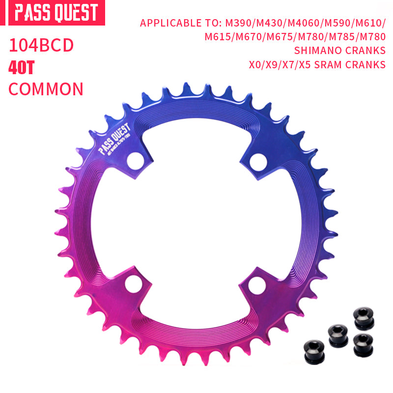104BCD Round Fade Color Mountain Bike Road Bike Narrow Wide Chainring