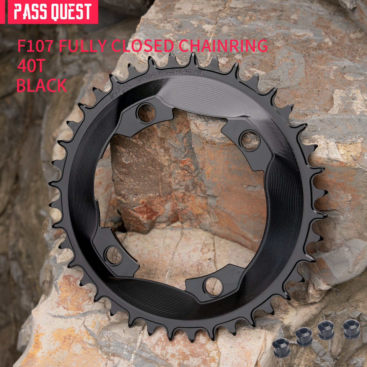 PASS QUEST SPRILL F107BCD 3mm offset AXS (4-bolt AERO) Round Narrow Wide Chainring