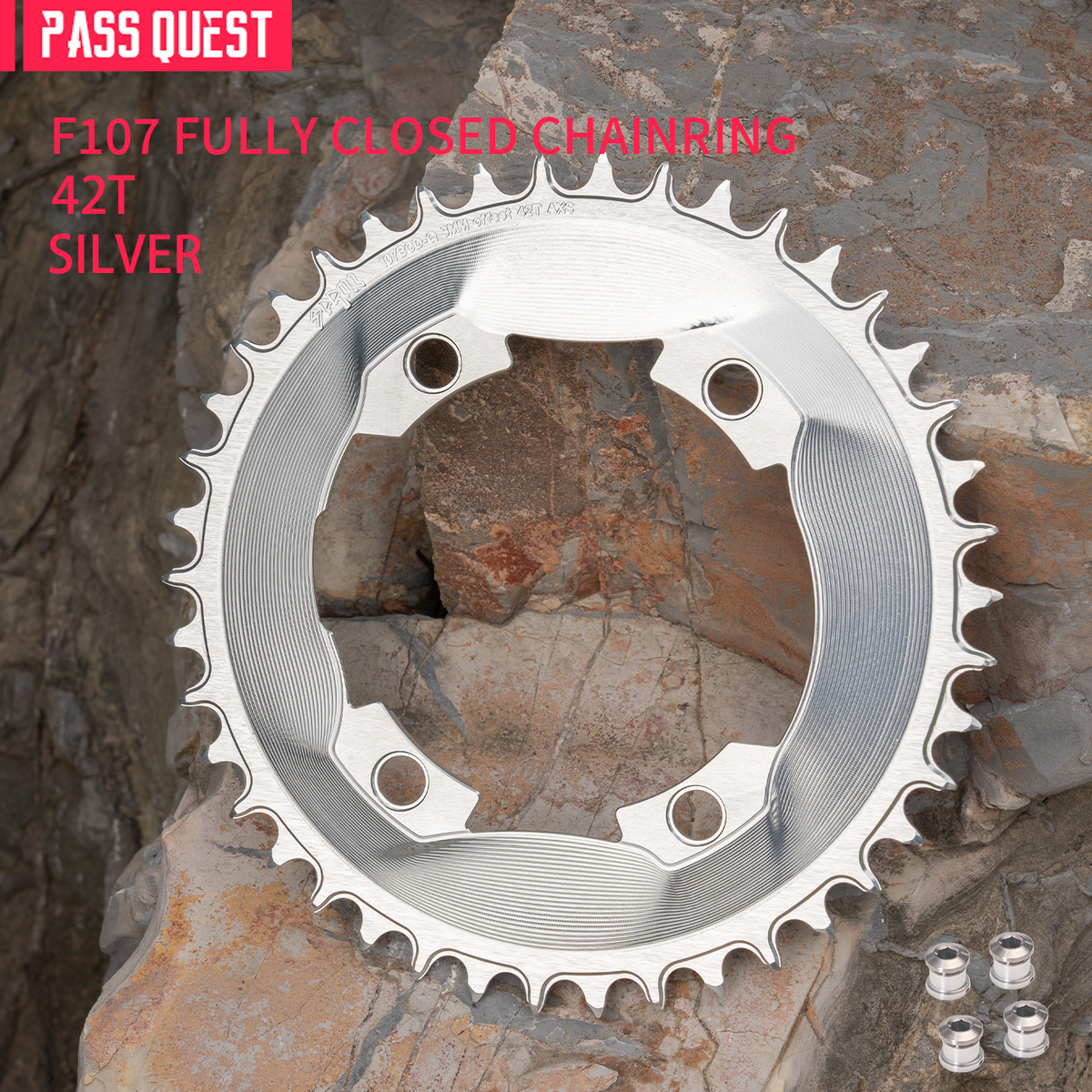 PASS QUEST SPRILL F107BCD 3mm offset AXS (4-bolt AERO) Round Narrow Wide Chainring