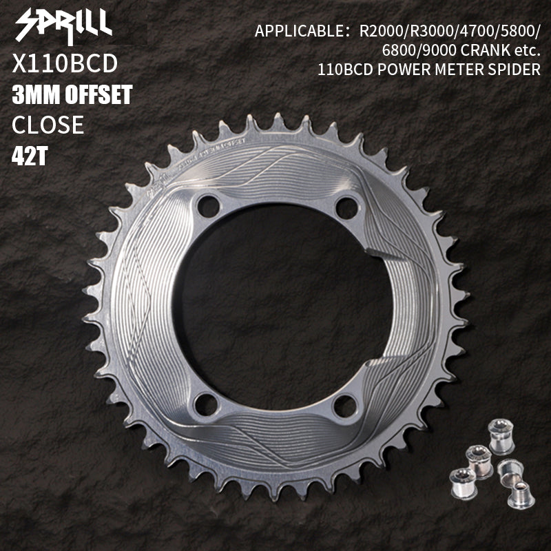 PASS QUEST SPRILL X110BCD 3mm offset (4-bolt AERO) Round Narrow Wide Chainring