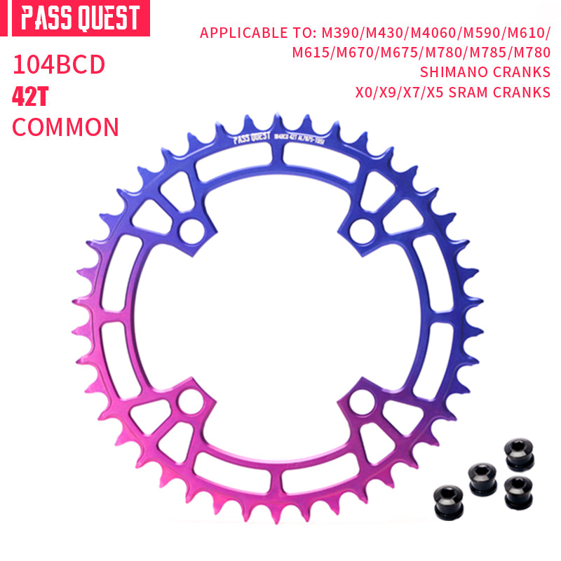 104BCD Round Fade Color Mountain Bike Road Bike Narrow Wide Chainring