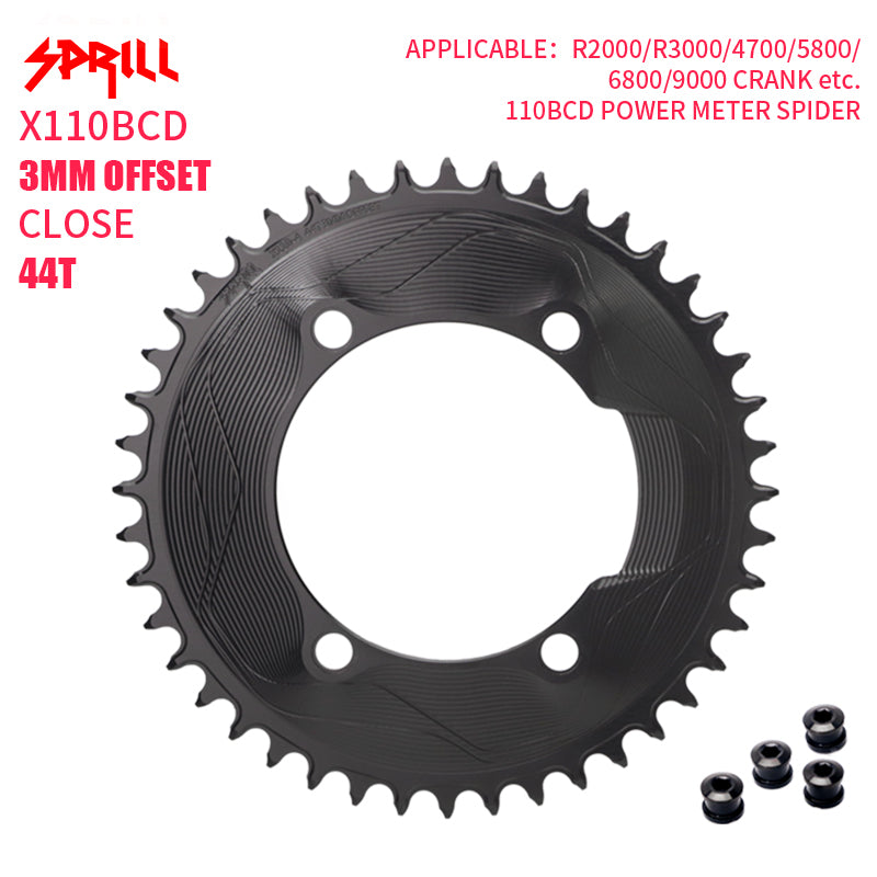PASS QUEST SPRILL X110BCD 3mm offset (4-bolt AERO) Round Narrow Wide Chainring