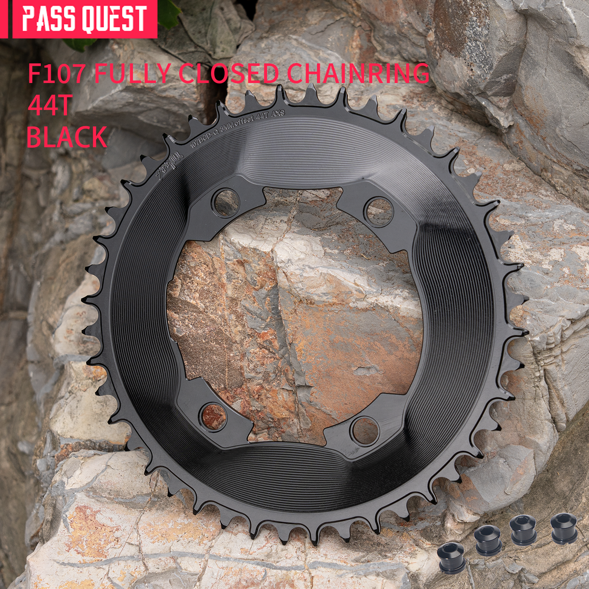 PASS QUEST SPRILL F107BCD 3mm offset AXS (4-bolt AERO) Round Narrow Wide Chainring