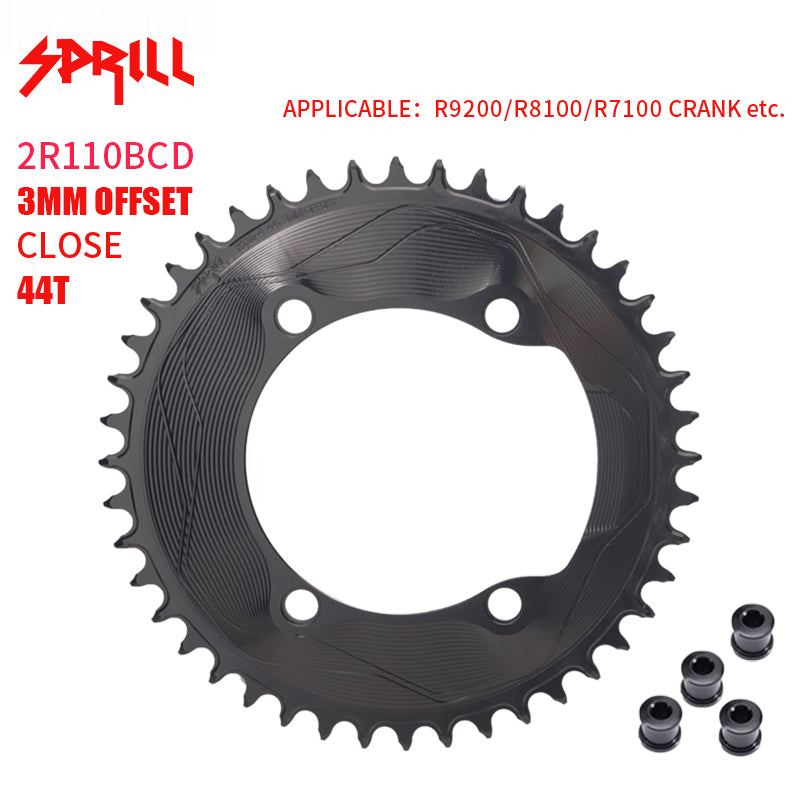 PASS QUEST SPRILL R9200 R8100 R7100 3mm offset (4-bolt AERO) Round Narrow Wide Chainring
