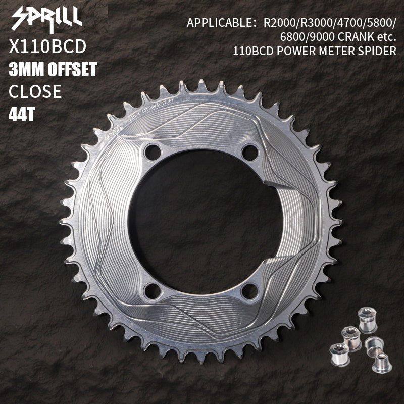 PASS QUEST SPRILL X110BCD 3mm offset (4-bolt AERO) Round Narrow Wide Chainring