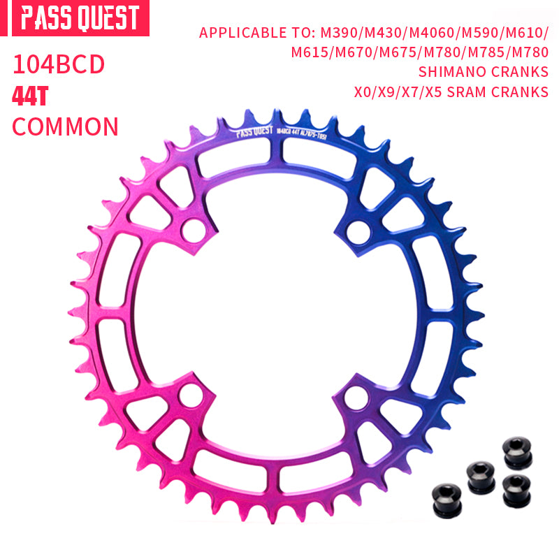 104BCD Round Fade Color Mountain Bike Road Bike Narrow Wide Chainring