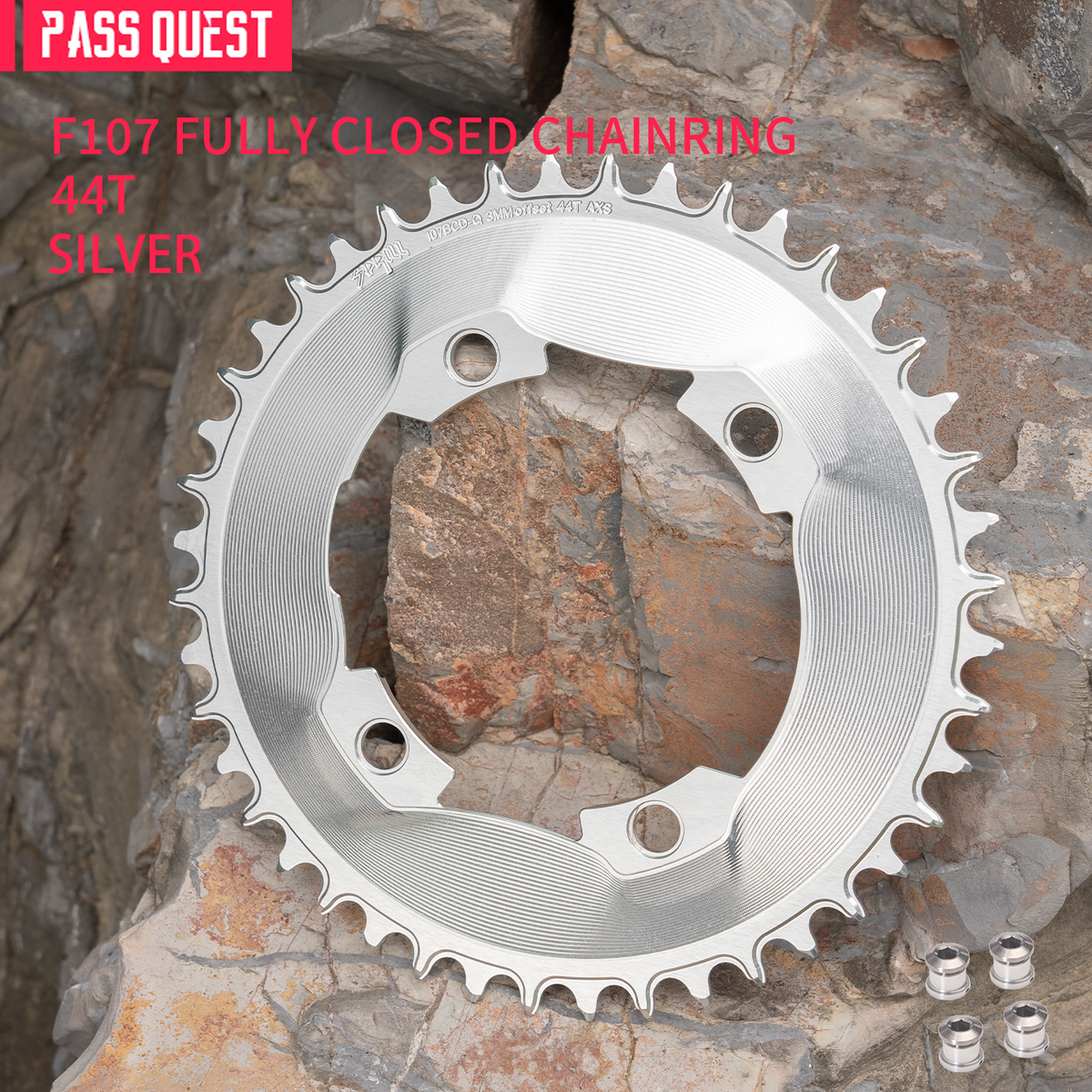 PASS QUEST SPRILL F107BCD 3mm offset AXS (4-bolt AERO) Round Narrow Wide Chainring