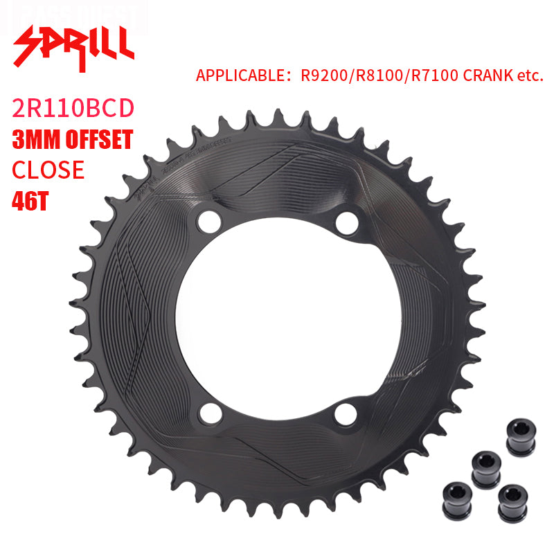 PASS QUEST SPRILL R9200 R8100 R7100 3mm offset (4-bolt AERO) Round Narrow Wide Chainring
