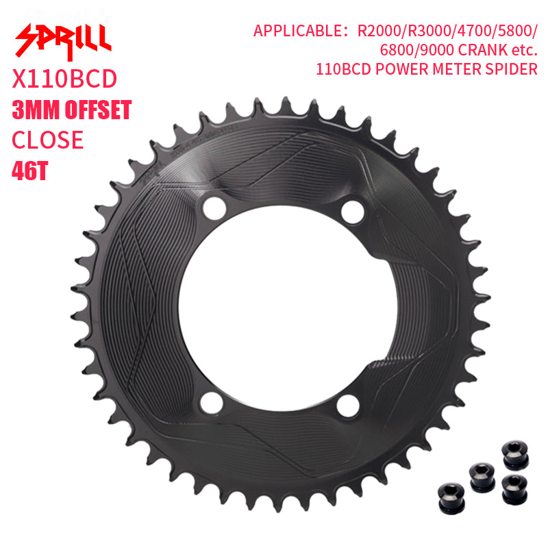 PASS QUEST SPRILL X110BCD 3mm offset (4-bolt AERO) Round Narrow Wide Chainring