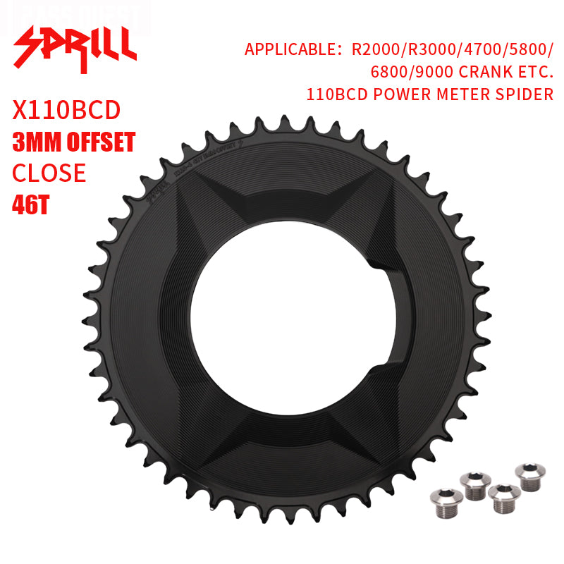 PASS QUEST SPRILL X110BCD-3S 3mm offset (4-bolt AERO) Round Narrow Wide Chainring