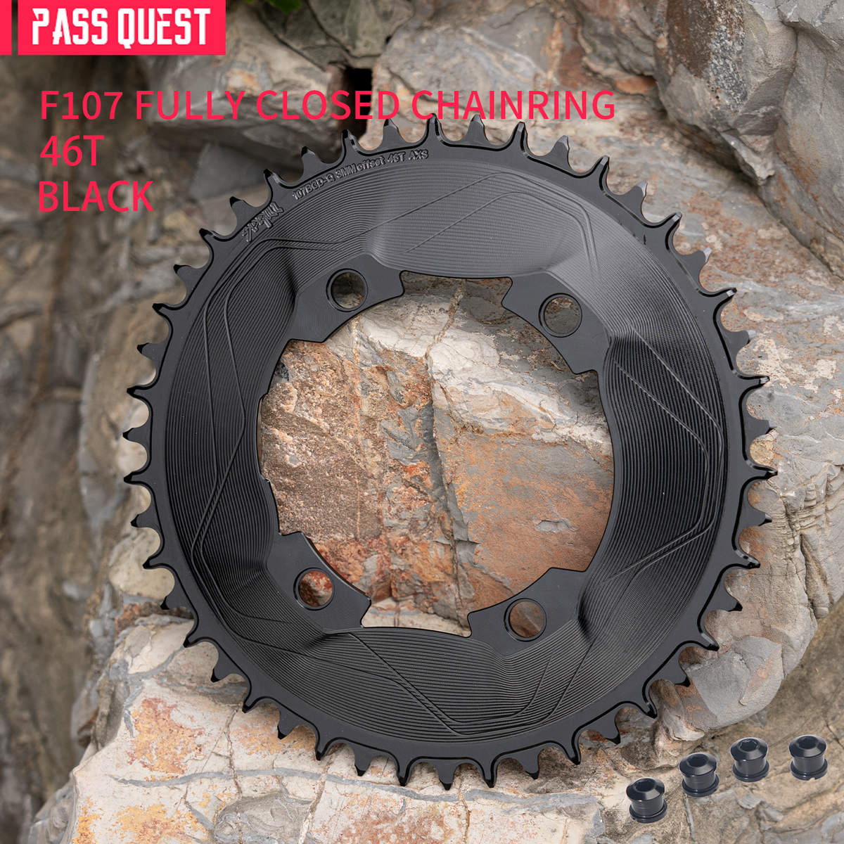 PASS QUEST SPRILL F107BCD 3mm offset AXS (4-bolt AERO) Round Narrow Wide Chainring