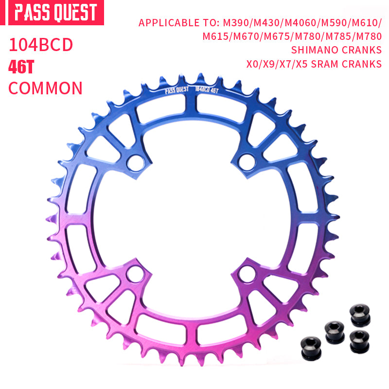 104BCD Round Fade Color Mountain Bike Road Bike Narrow Wide Chainring