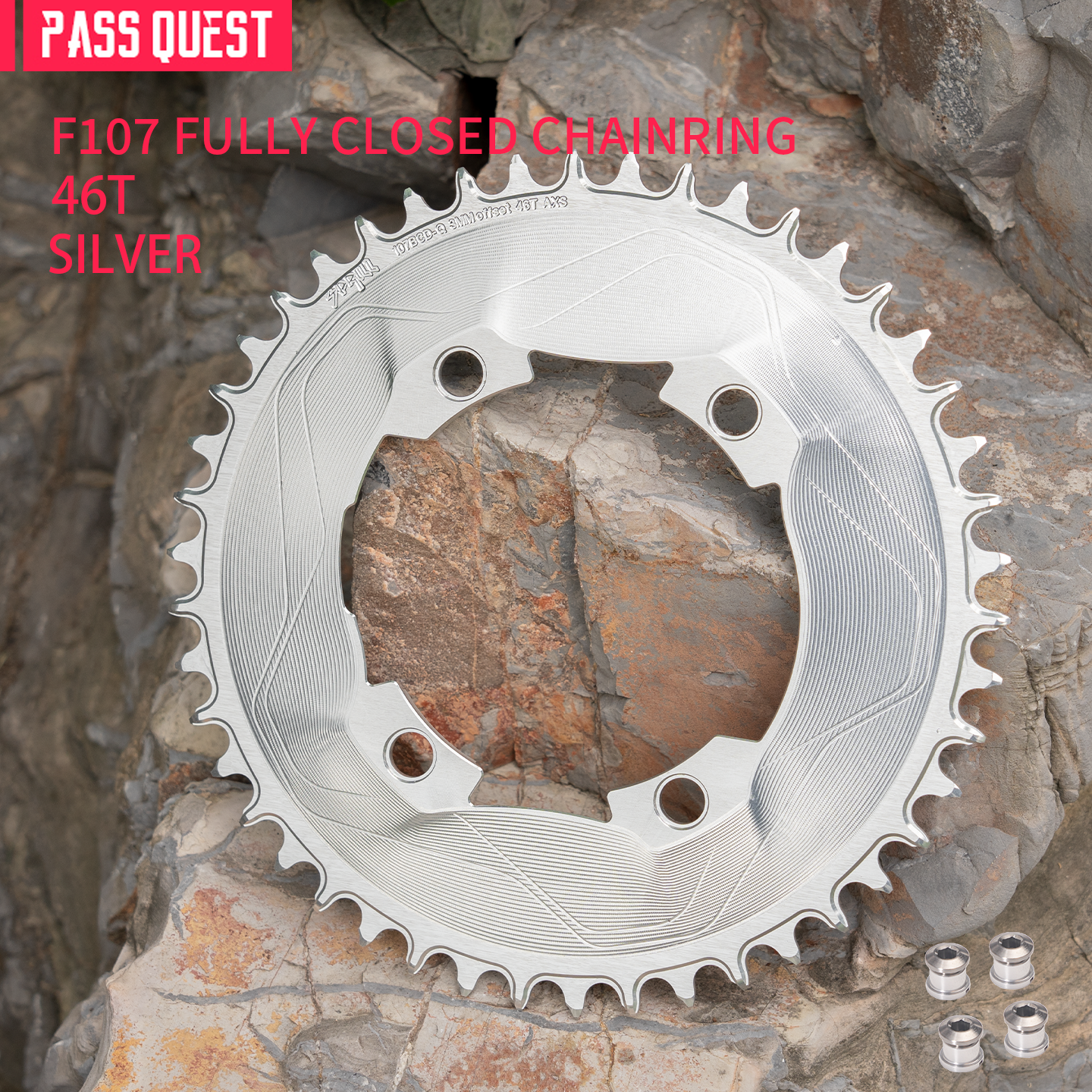 PASS QUEST SPRILL F107BCD 3mm offset AXS (4-bolt AERO) Round Narrow Wide Chainring