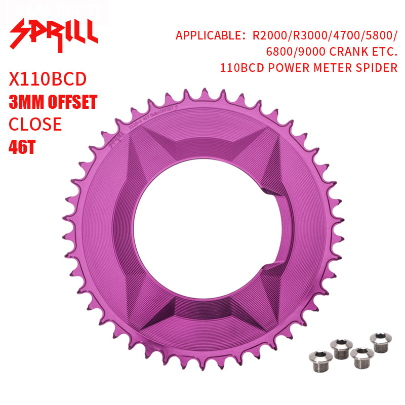 PASS QUEST SPRILL X110BCD-3S 3mm offset (4-bolt AERO) Round Narrow Wide Chainring