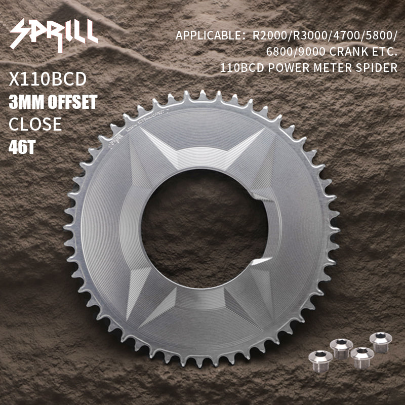 PASS QUEST SPRILL X110BCD-3S 3mm offset (4-bolt AERO) Round Narrow Wide Chainring
