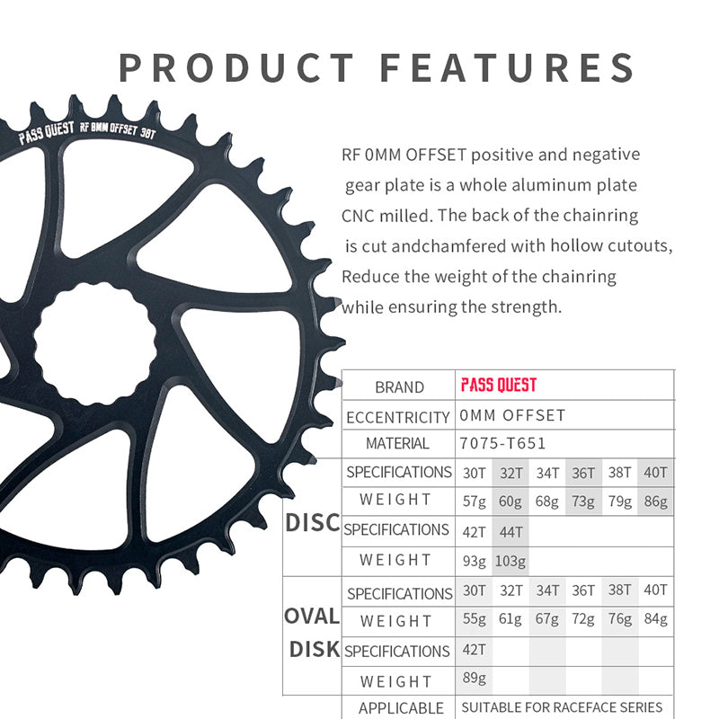RACE FACE (0mm offset) Round Narrow Wide Chainring