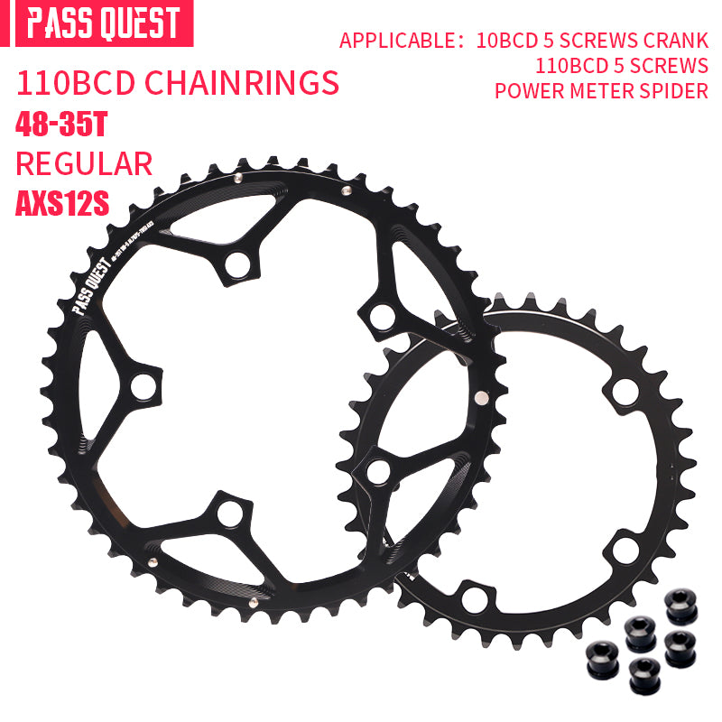 PASS QUEST 2X 110BCD (5-bolt HOLLOW) AXS Sprocket Round Road Bike Foldable Bicycle 12 speed Gravel bik