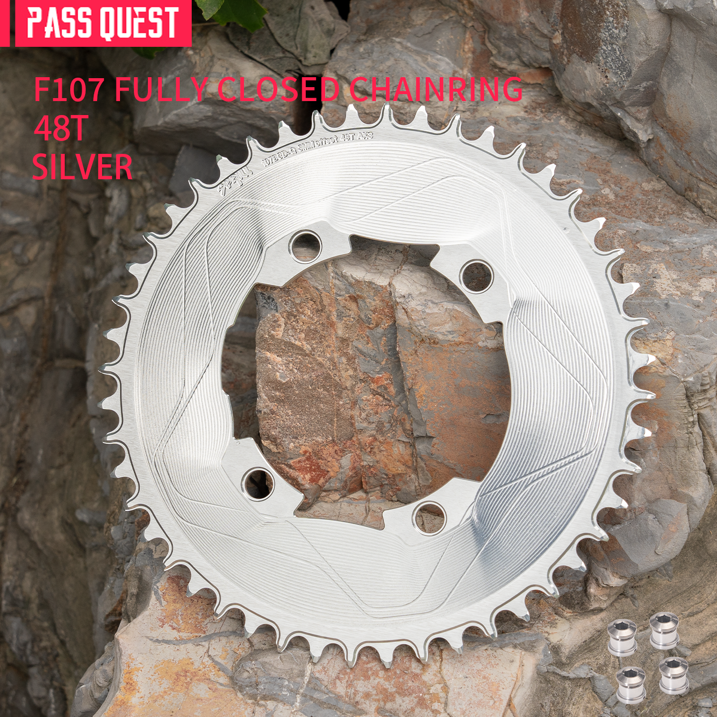 PASS QUEST SPRILL F107BCD 3mm offset AXS (4-bolt AERO) Round Narrow Wide Chainring