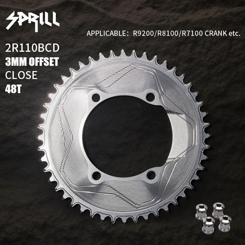 PASS QUEST SPRILL R9200 R8100 R7100 3mm offset (4-bolt AERO) Round Narrow Wide Chainring