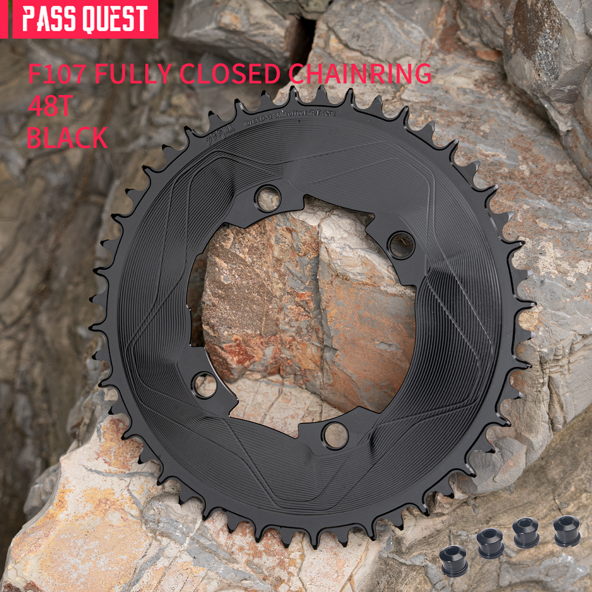 PASS QUEST SPRILL F107BCD 3mm offset AXS (4-bolt AERO) Round Narrow Wide Chainring