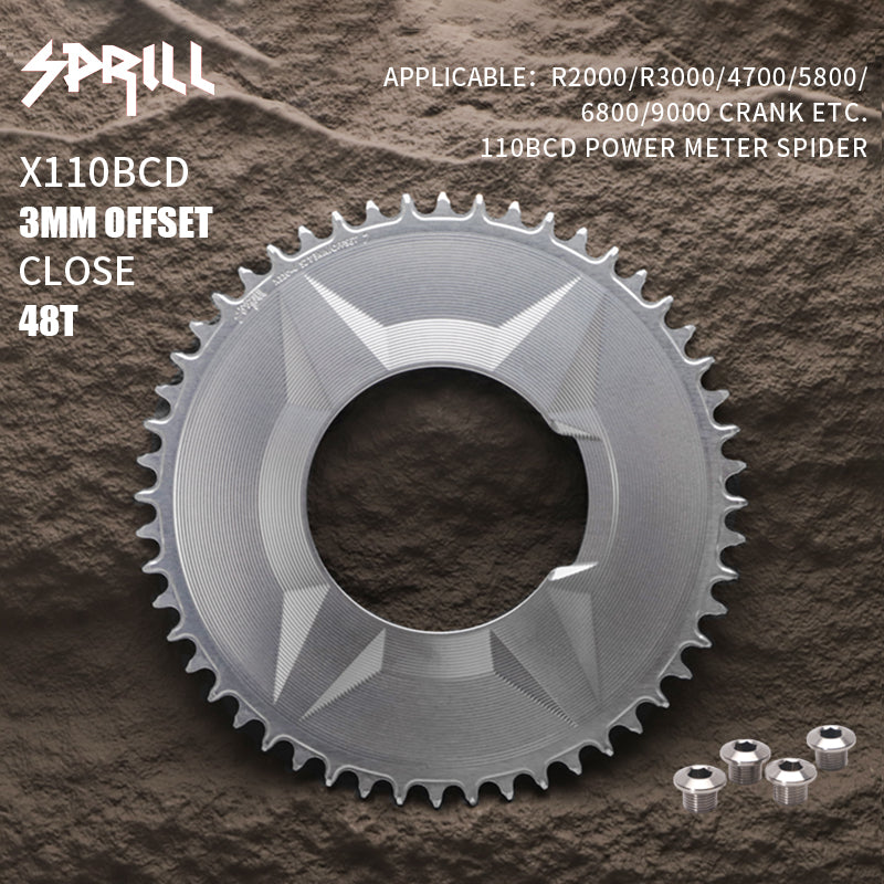 PASS QUEST SPRILL X110BCD-3S 3mm offset (4-bolt AERO) Round Narrow Wide Chainring