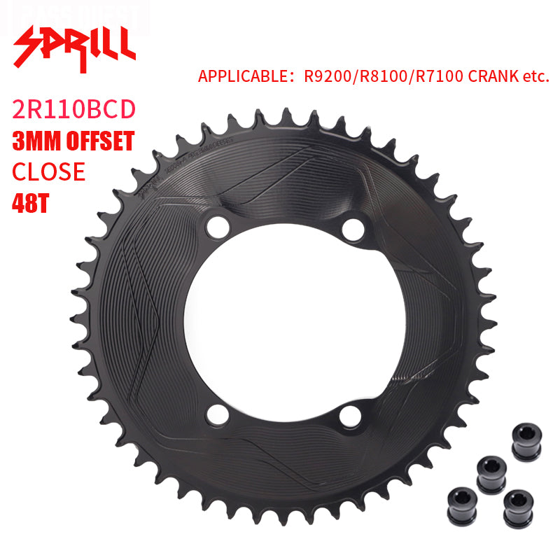 PASS QUEST SPRILL R9200 R8100 R7100 3mm offset (4-bolt AERO) Round Narrow Wide Chainring