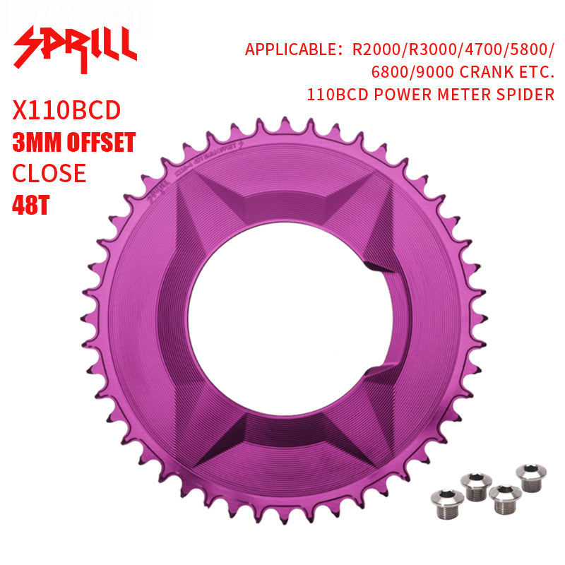 PASS QUEST SPRILL X110BCD-3S 3mm offset (4-bolt AERO) Round Narrow Wide Chainring