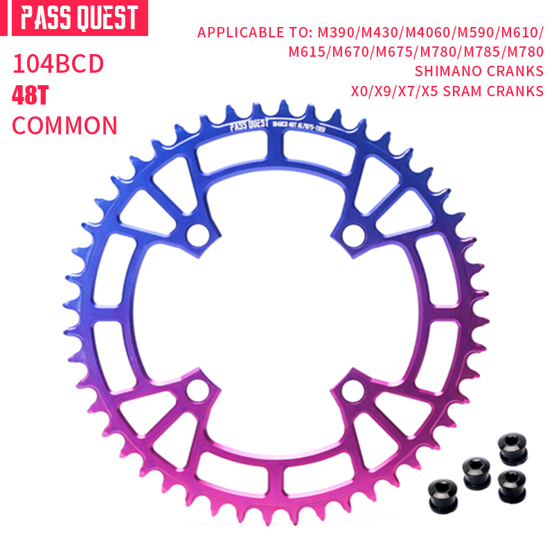 104BCD Round Fade Color Mountain Bike Road Bike Narrow Wide Chainring