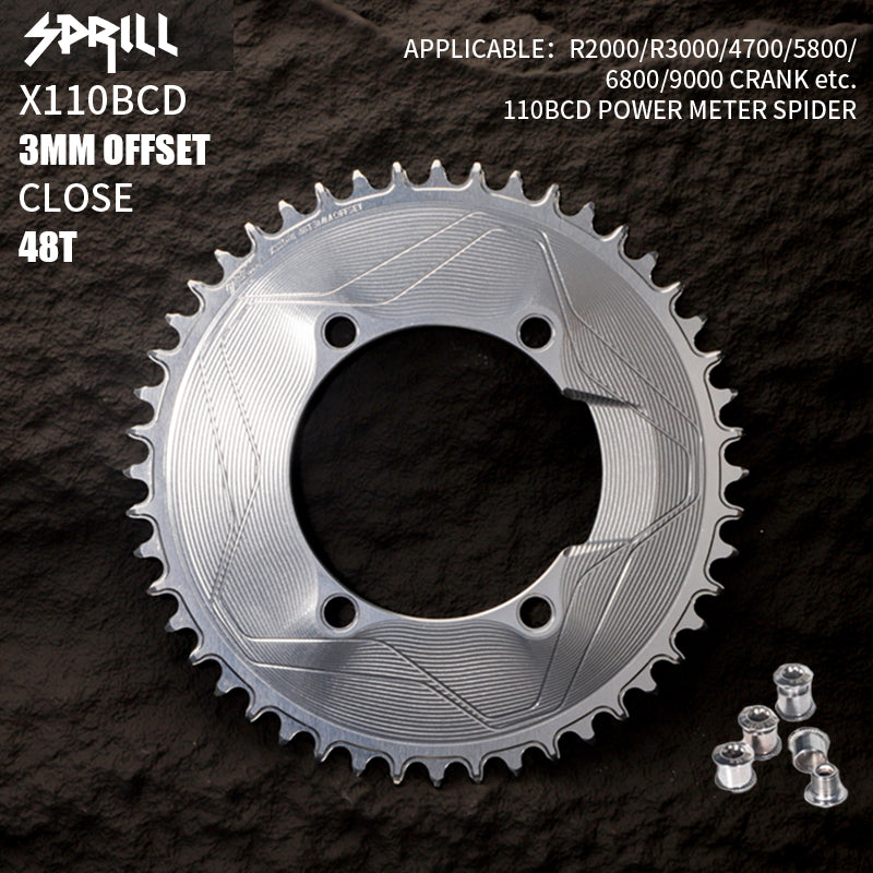 PASS QUEST SPRILL X110BCD 3mm offset (4-bolt AERO) Round Narrow Wide Chainring