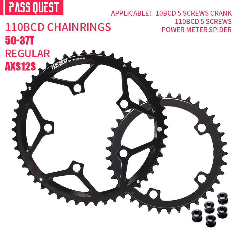 PASS QUEST 2X 110BCD (5-bolt HOLLOW) AXS Sprocket Round Road Bike Foldable Bicycle 12 speed Gravel bik