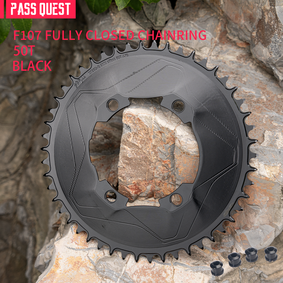 PASS QUEST SPRILL F107BCD 3mm offset AXS (4-bolt AERO) Round Narrow Wide Chainring
