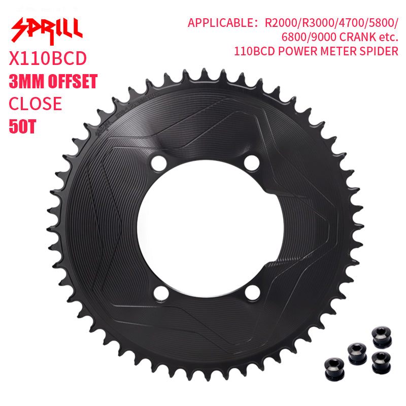 PASS QUEST SPRILL X110BCD 3mm offset (4-bolt AERO) Round Narrow Wide Chainring