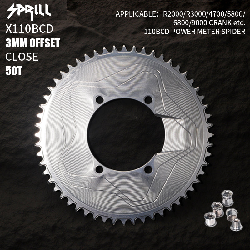 PASS QUEST SPRILL X110BCD 3mm offset (4-bolt AERO) Round Narrow Wide Chainring