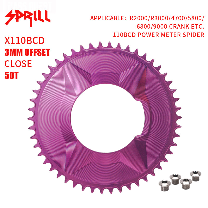 PASS QUEST SPRILL X110BCD-3S 3mm offset (4-bolt AERO) Round Narrow Wide Chainring