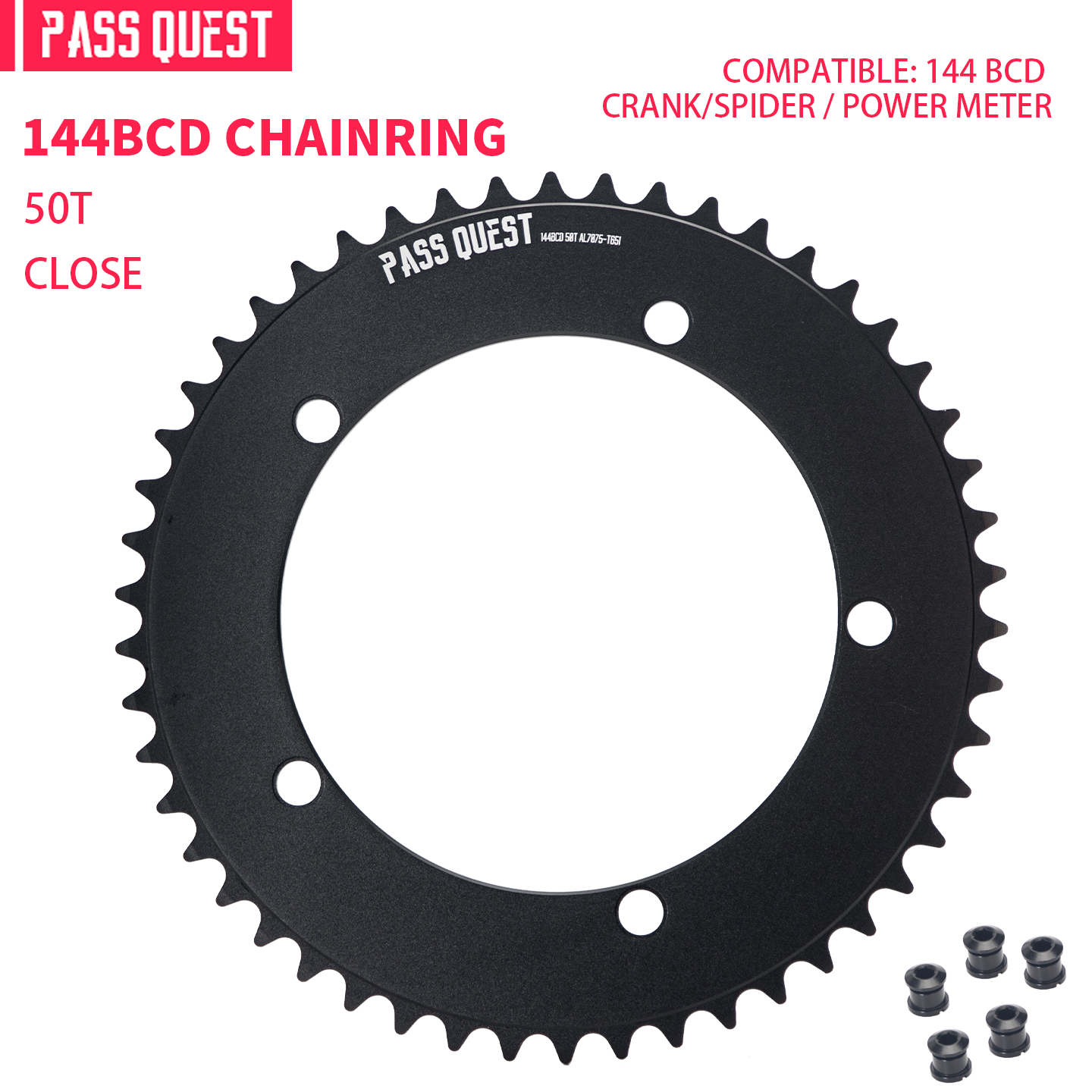 PASS QUEST 144 BCD 1/8" Fixie Single Speed BMX Track Chainring 42-70T