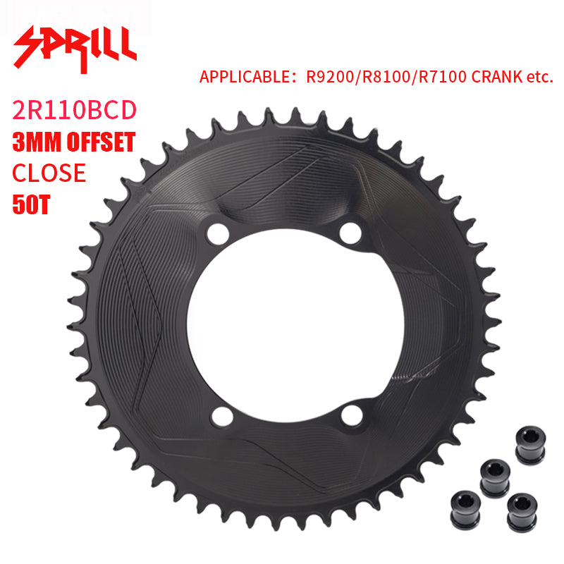 PASS QUEST SPRILL R9200 R8100 R7100 3mm offset (4-bolt AERO) Round Narrow Wide Chainring